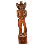 Montana Chainsaw Carved Wooden Cowboy Statue