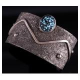 Signed Navajo Kingman Turquoise Bracelet