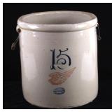 Antique 15 Gallon Red Wing Salt Glazed Crock