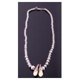 Plains Indian Elk Tooth & Silver Bead Necklace