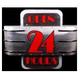 Art Deco Style Open 24 Hours Sign 3D