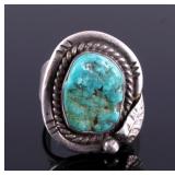 Navajo Sterling Silver Turquoise Nugget Ring