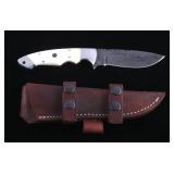 CFK Damascus Exotic Camel Bone Knife & Scabbard