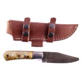 CFK Damascus Ram Horn Knife w/ Scabbard