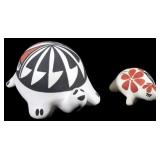 Pair of Acoma Polychrome Pottery Turtle Figures