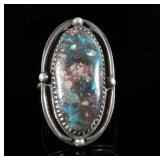 Navajo Silver & Turquoise Signed Old Pawn Ring