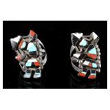 Pair of Zuni Multistone Rainbow Dancer Rings