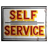 Hand Painted Metal Self Service Gasoline Sign