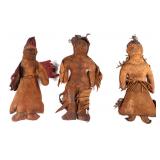 Three Native American Handmade Leather Dolls