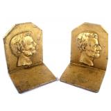 Cast Iron Gold Toned Abraham Lincoln Book Ends