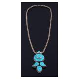 Lone Mountain Spider Web Turquoise Necklace