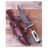 Montana Territory Knives Indian Scrimshaw Damascus