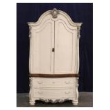 Victorian Style Oak Two Part Armoire Dresser