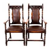 Black Forest Oak Barley Twist Dining Chairs 19th C