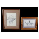 Pair of Signed Tom Sanders Graphite Drawings