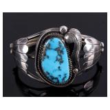 Navajo Morenci Turquoise Silver Bracelet