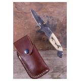 Montana Territory Knives Damascus Scrimshaw Knife