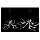 Pair of Rustic Antler Decorated Candle Chandelier
