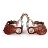 Early Crockett Silver Overlay Iron Spurs