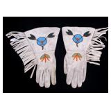 Montana Crow Floral Beaded Gauntlet Gloves 1950
