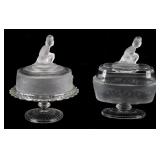 Set of Embossed Glass Pictorial Butter Dishes
