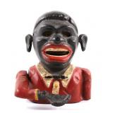 Hand Painted Black  Americana Cast Iron Coin Bank