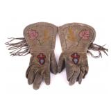 Blackfeet Beaded Gauntlet Gloves c. 1900-