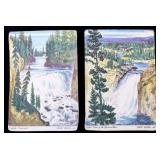 Yellowstone Waterfall Sketch Prints c. 1930
