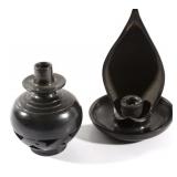 Oaxaca Black Handmade Pottery Candle Holders