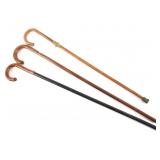 Collection of 3 Wooden Walking Canes