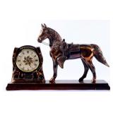 Western Horse Brass Mantle Ingraham Clock