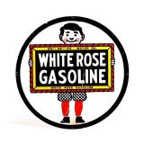 Old Style White Rose Gasoline One Sided Metal Sign