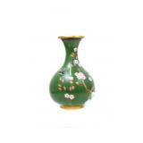 Green Chinese Cherry Blossom Cloisonne Vase