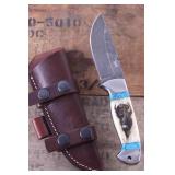 Montana Territory Knives Damascus Etched Buffalo