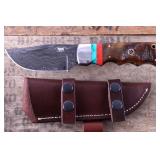 Montana Territory Knives Wave Damascus & Turquoise