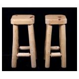 Rustic Hardwood Peeled Aspen Log Bar Stools