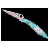 Spyderco Police Turquoise & Mother of Pearl Knife