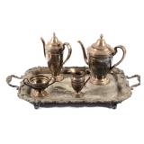 Gorham Monogrammed Silver Tea and Coffee Set
