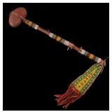 Sioux Beaded Stone Head War Club w/ Drop c. 1890