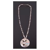 Navajo Signed Silver Inlaid Necklace