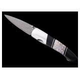 Brontosaurus Fossil & Raindrop Damascus Knife