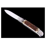 AKC Italian Lever Lock Switchblade Stag Knife
