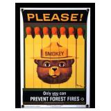 Smokey Bear U.S. Forest Service Porcelain Sign