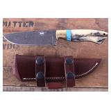 Montana Territory Knives Damascus Scrimshaw Knife