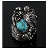 Signed Ornate Navajo Sterling Silver Ring