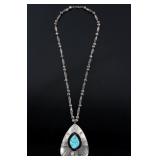 Silver & Turquoise Navajo Shadow Box Necklace