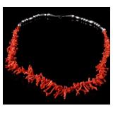 Navajo Silver Red Branch Coral Necklace