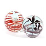 Signed Glass Art Flower Paperweights c. 1976