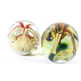 Glass Art Polychrome Flower Paperweights