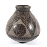 Black and Grey Polychrome Pottery Jar